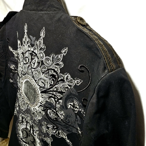 rnt23 Ron Tomson Urban Outdoor Wear Mens Y2K 90's Black Denim Jacket XXL - Picture 11 of 16